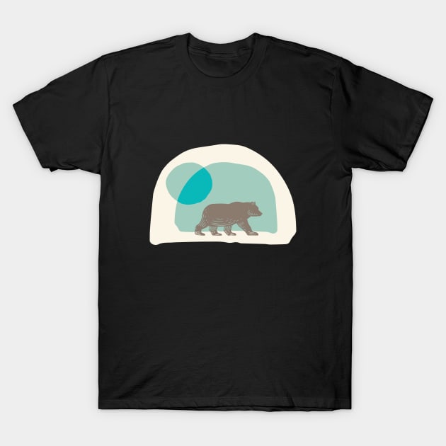 Sunset Bear in Blue & Green Hues T-Shirt by CrazilykukuDesigns